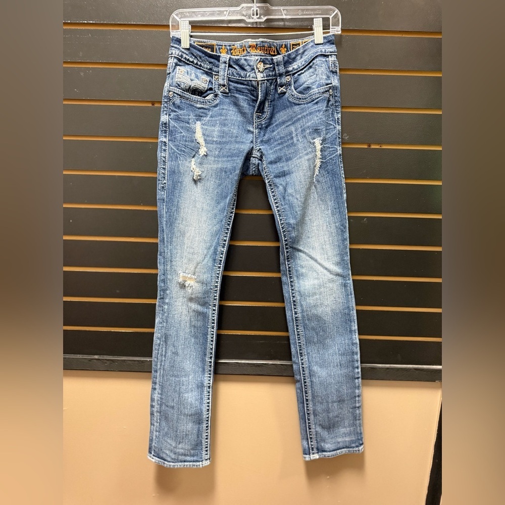 Rock Revival Alivia Jeans Distressed Blue Wash Size 26